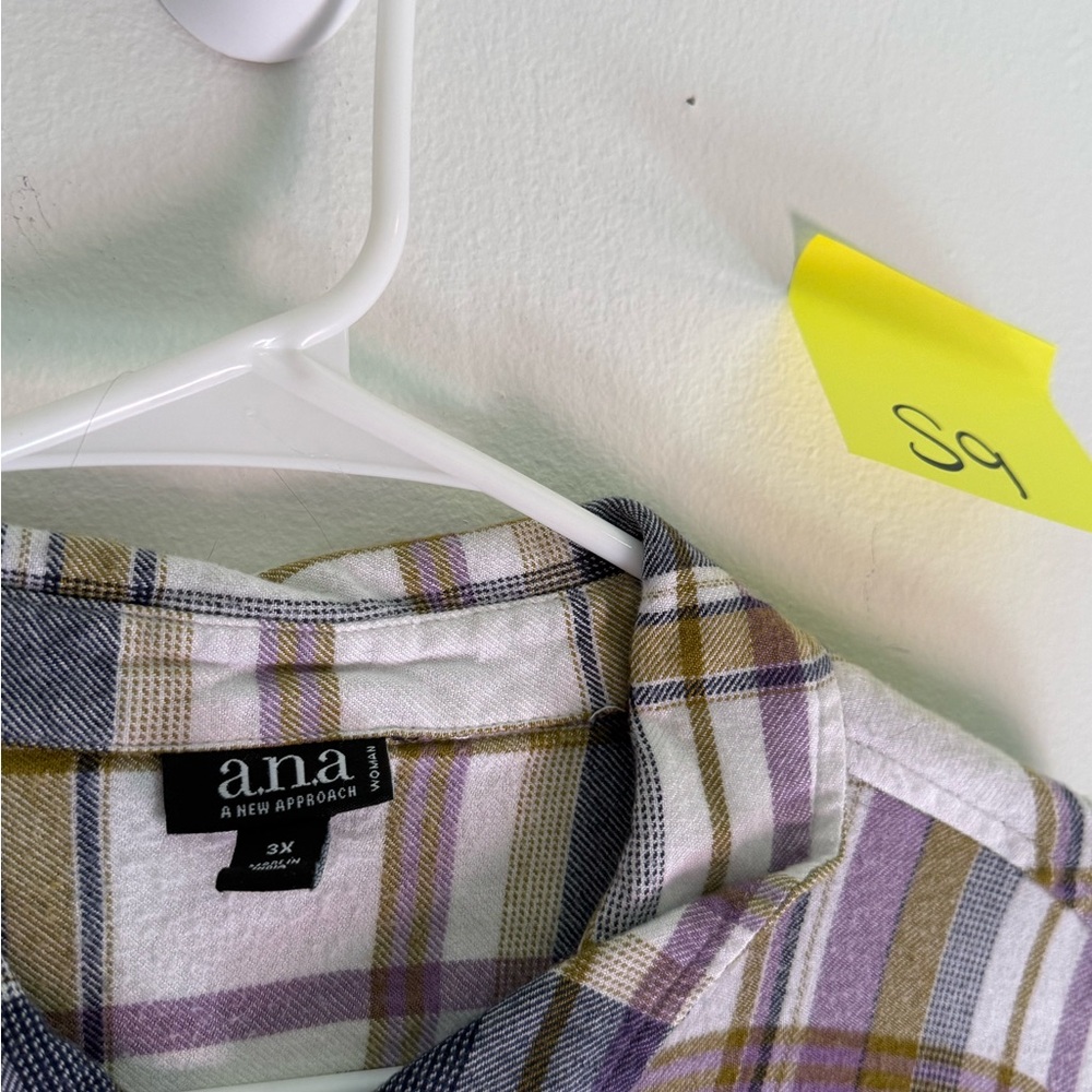 a.n.a Purple Plaid Blouse - Picture 3 of 3